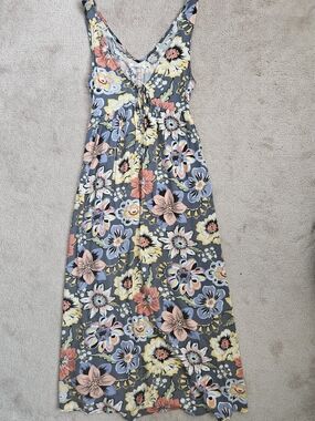 O'Neill Floral Maxi Dress in Gray, Pink, Yellow, Blue